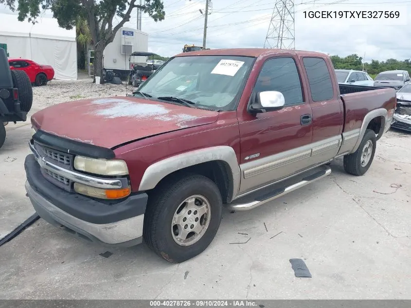 2000 Chevrolet Silverado 1500 Ls VIN: 1GCEK19TXYE327569 Lot: 40278726