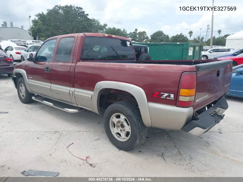 2000 Chevrolet Silverado 1500 Ls VIN: 1GCEK19TXYE327569 Lot: 40278726