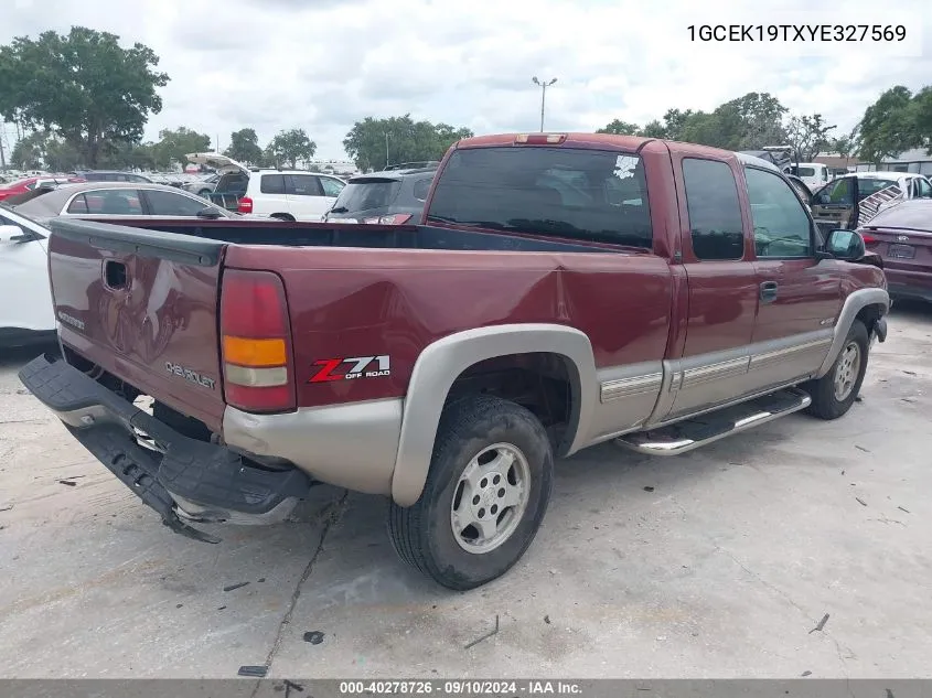 2000 Chevrolet Silverado 1500 Ls VIN: 1GCEK19TXYE327569 Lot: 40278726