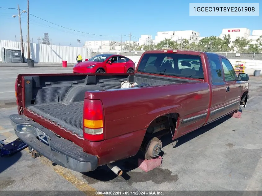 2000 Chevrolet Silverado C1500 VIN: 1GCEC19T8YE261908 Lot: 40302281