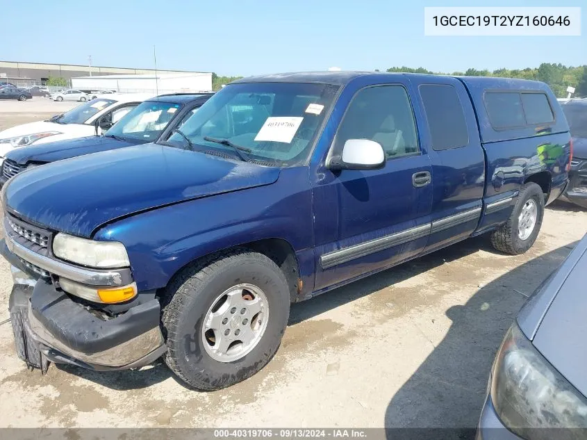 2000 Chevrolet Silverado 1500 Ls VIN: 1GCEC19T2YZ160646 Lot: 40319706