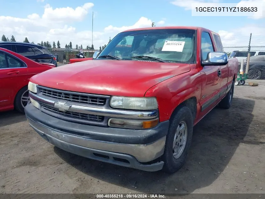 2000 Chevrolet Silverado 1500 Ls VIN: 1GCEC19T1YZ188633 Lot: 40355218