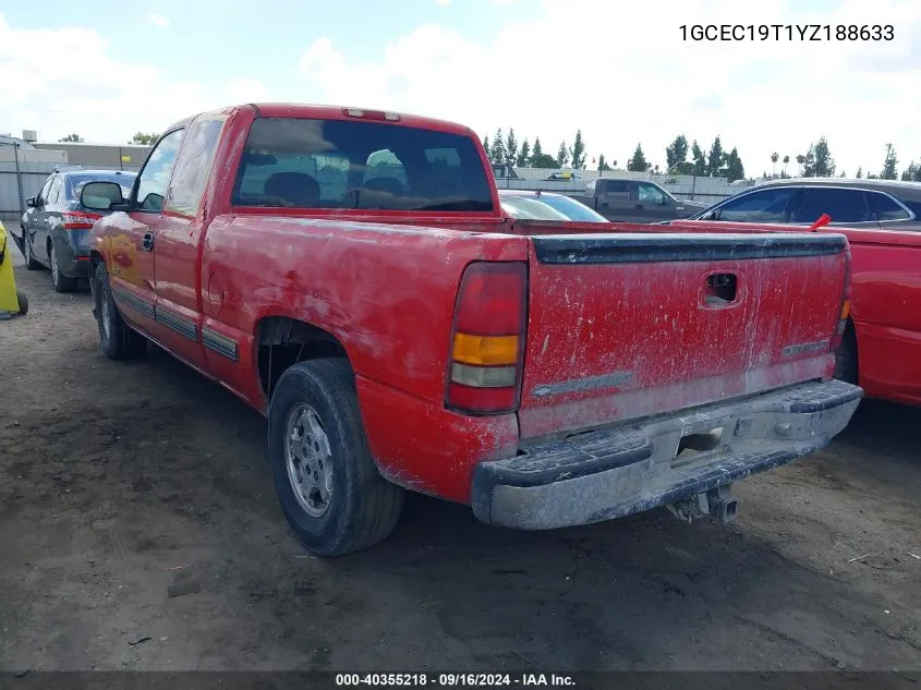 2000 Chevrolet Silverado 1500 Ls VIN: 1GCEC19T1YZ188633 Lot: 40355218