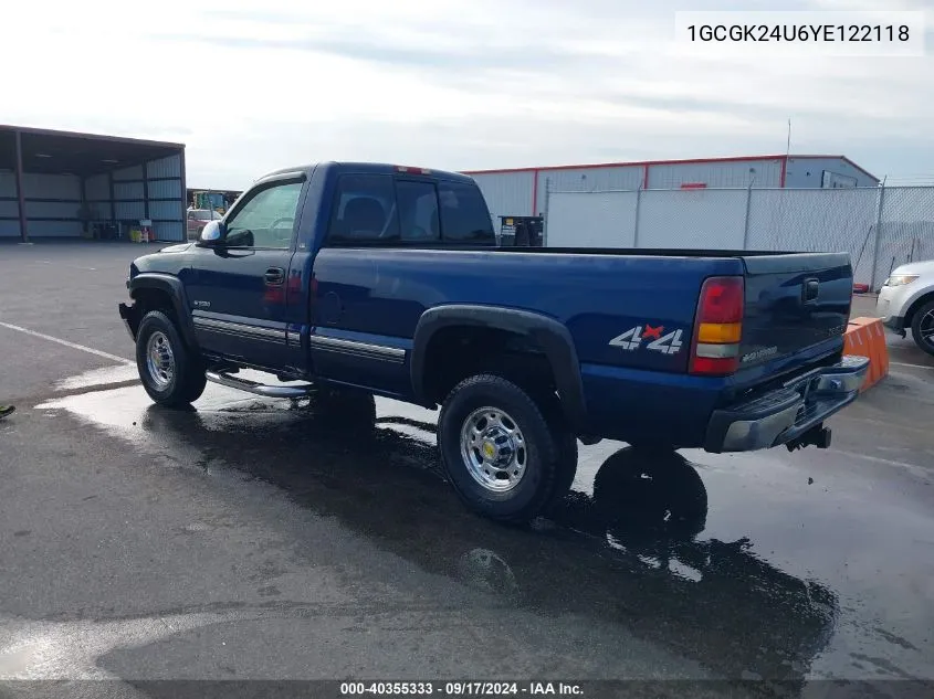 2000 Chevrolet Silverado 2500 Ls VIN: 1GCGK24U6YE122118 Lot: 40355333