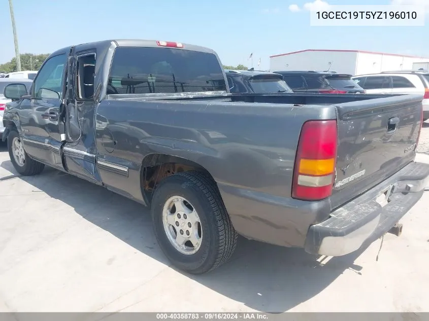 2000 Chevrolet Silverado 1500 Ls VIN: 1GCEC19T5YZ196010 Lot: 40358783