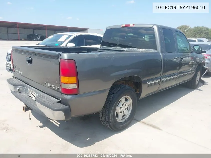 2000 Chevrolet Silverado 1500 Ls VIN: 1GCEC19T5YZ196010 Lot: 40358783