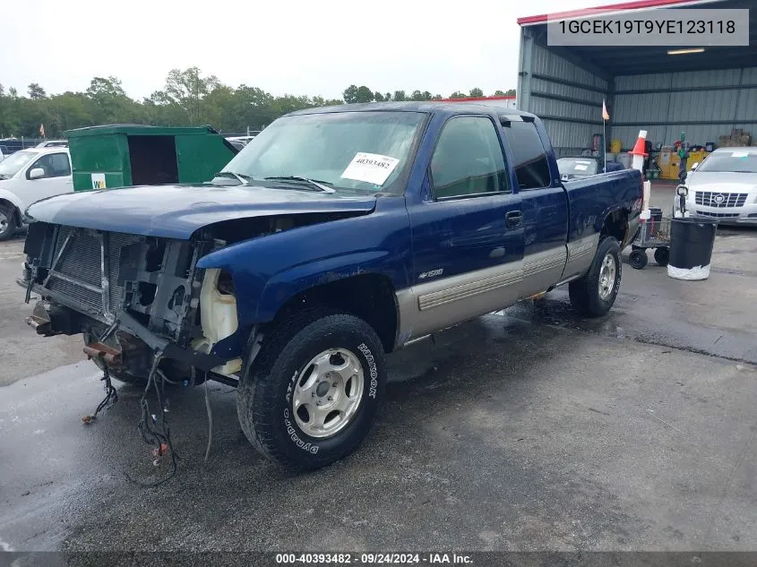 2000 Chevrolet Silverado 1500 Ls VIN: 1GCEK19T9YE123118 Lot: 40393482