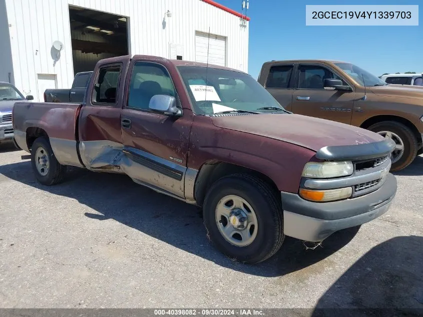 2000 Chevrolet Silverado 1500 C1500 VIN: 2GCEC19V4Y1339703 Lot: 40398082