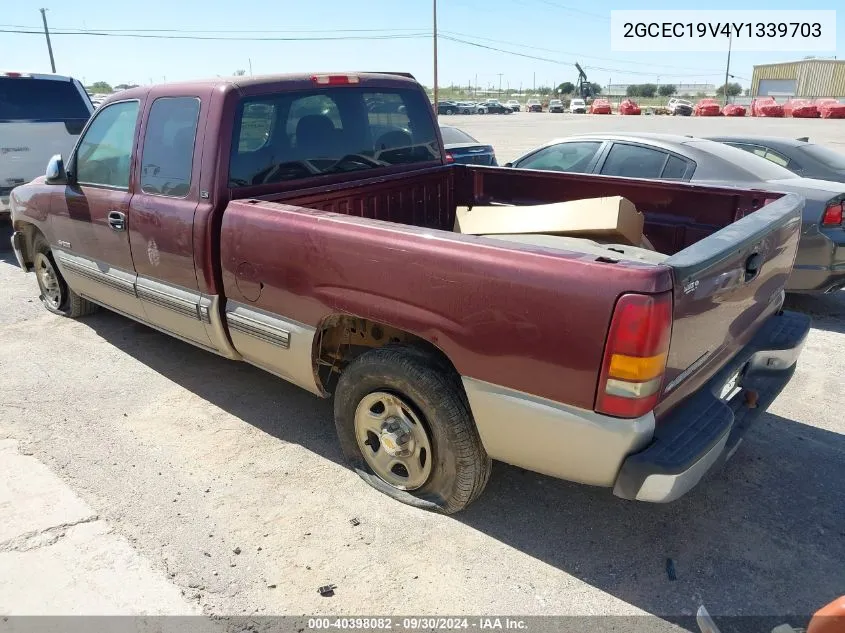 2000 Chevrolet Silverado 1500 C1500 VIN: 2GCEC19V4Y1339703 Lot: 40398082