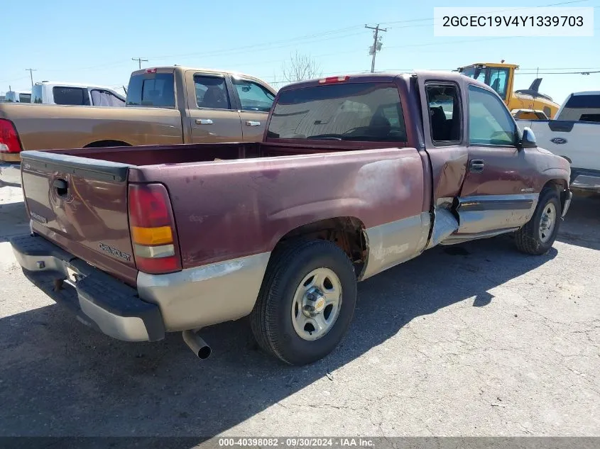 2000 Chevrolet Silverado 1500 C1500 VIN: 2GCEC19V4Y1339703 Lot: 40398082