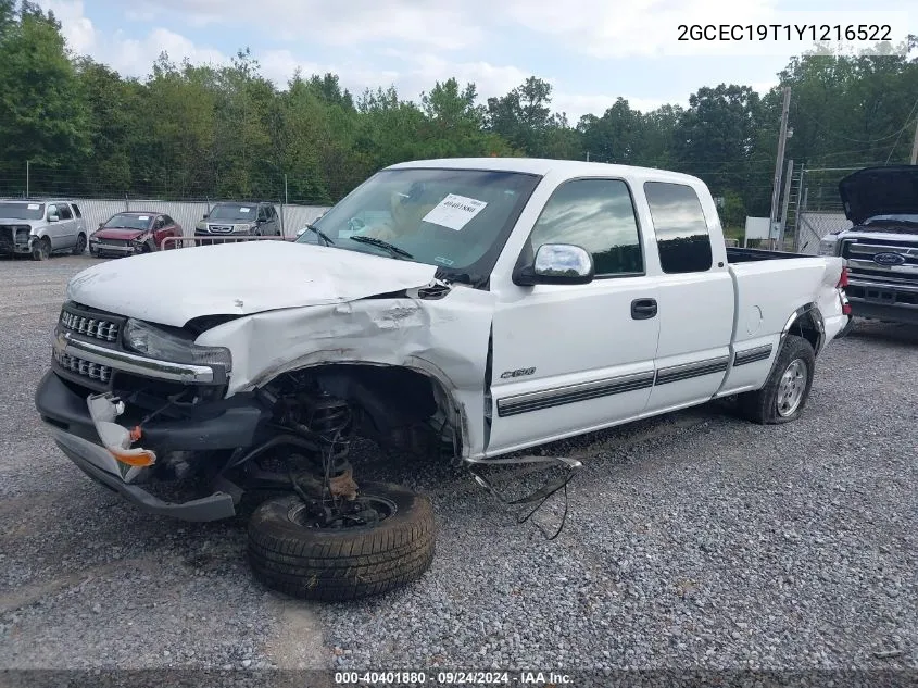 2000 Chevrolet Silverado C1500 VIN: 2GCEC19T1Y1216522 Lot: 40401880