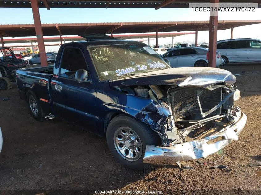 2000 Chevrolet Silverado C1500 VIN: 1GCEC14WXYZ170472 Lot: 40407202