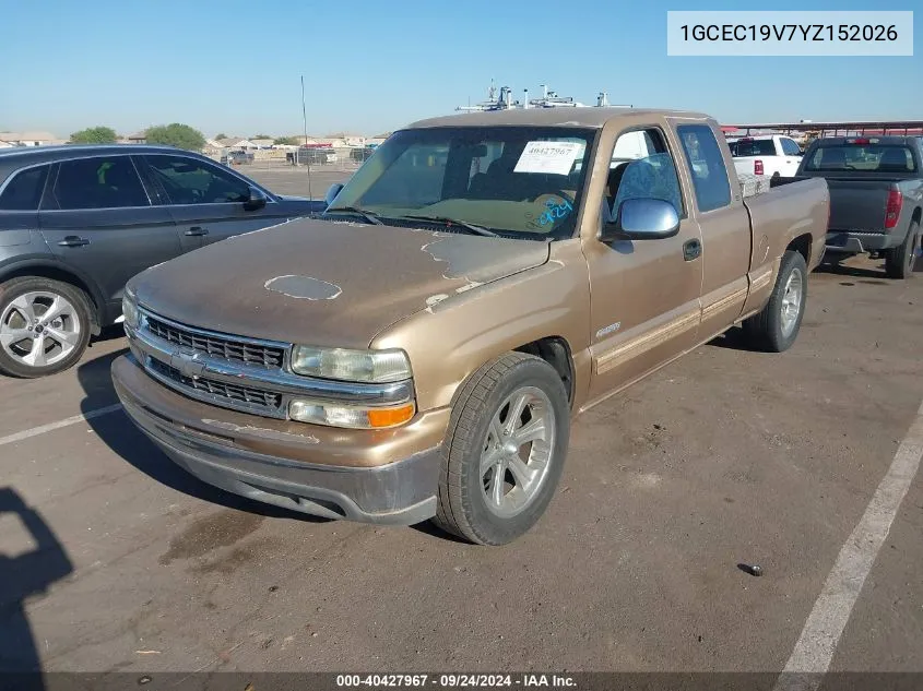 2000 Chevrolet Silverado 1500 Ls VIN: 1GCEC19V7YZ152026 Lot: 40427967