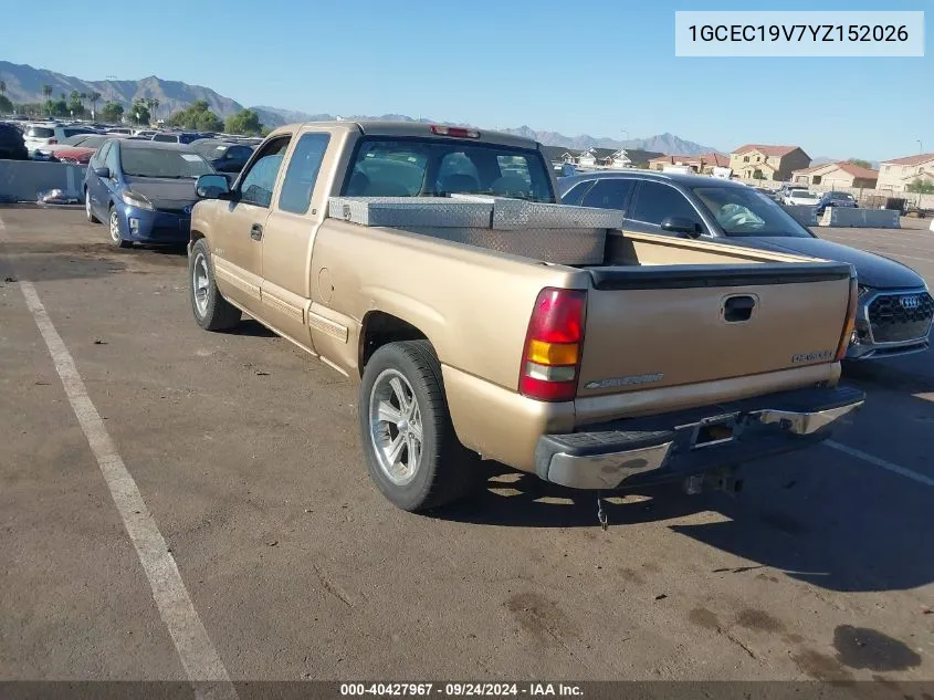 2000 Chevrolet Silverado 1500 Ls VIN: 1GCEC19V7YZ152026 Lot: 40427967