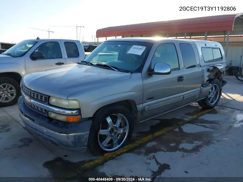 2000 Chevrolet Silverado 1500 Ls VIN: 2GCEC19T3Y1192806 Lot: 40445409