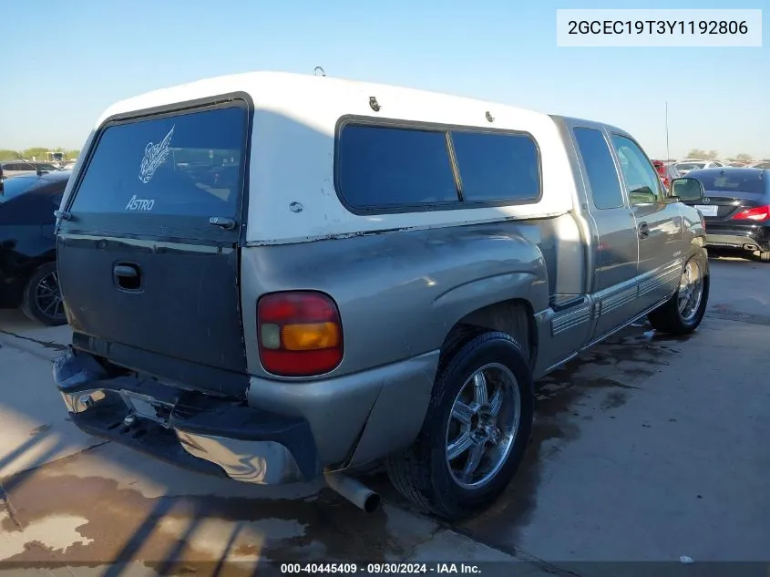 2000 Chevrolet Silverado 1500 Ls VIN: 2GCEC19T3Y1192806 Lot: 40445409