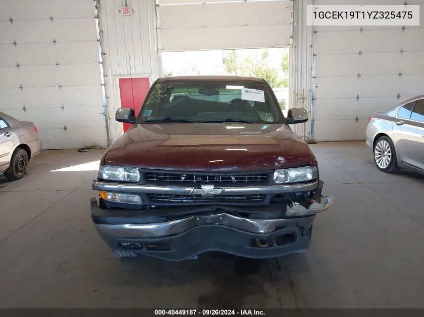 2000 Chevrolet Silverado 1500 K1500 VIN: 1GCEK19T1YZ325475 Lot: 40449187