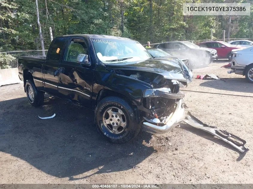 2000 Chevrolet Silverado 1500 Ls VIN: 1GCEK19T0YE375386 Lot: 40456107