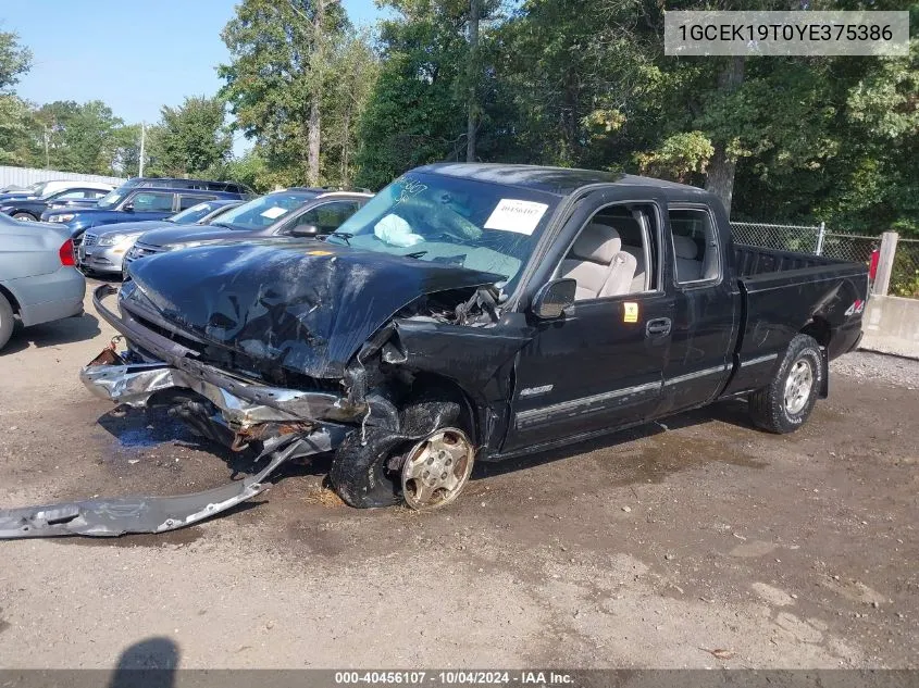 2000 Chevrolet Silverado 1500 Ls VIN: 1GCEK19T0YE375386 Lot: 40456107