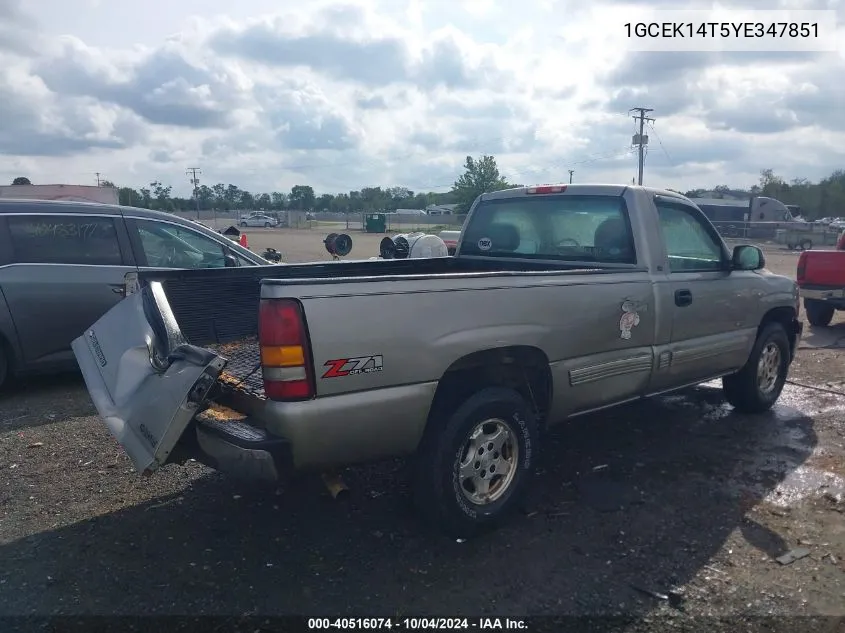 2000 Chevrolet Silverado 1500 Ls VIN: 1GCEK14T5YE347851 Lot: 40516074