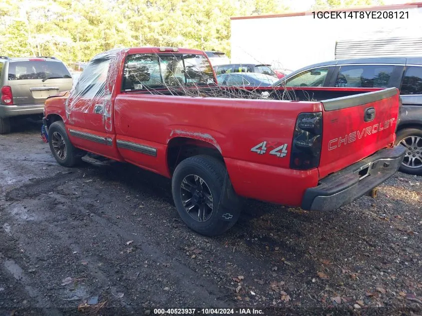 2000 Chevrolet Silverado 1500 VIN: 1GCEK14T8YE208121 Lot: 40523937