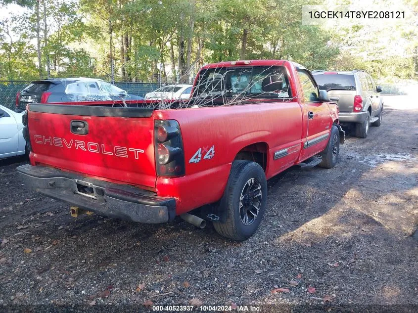 2000 Chevrolet Silverado 1500 VIN: 1GCEK14T8YE208121 Lot: 40523937