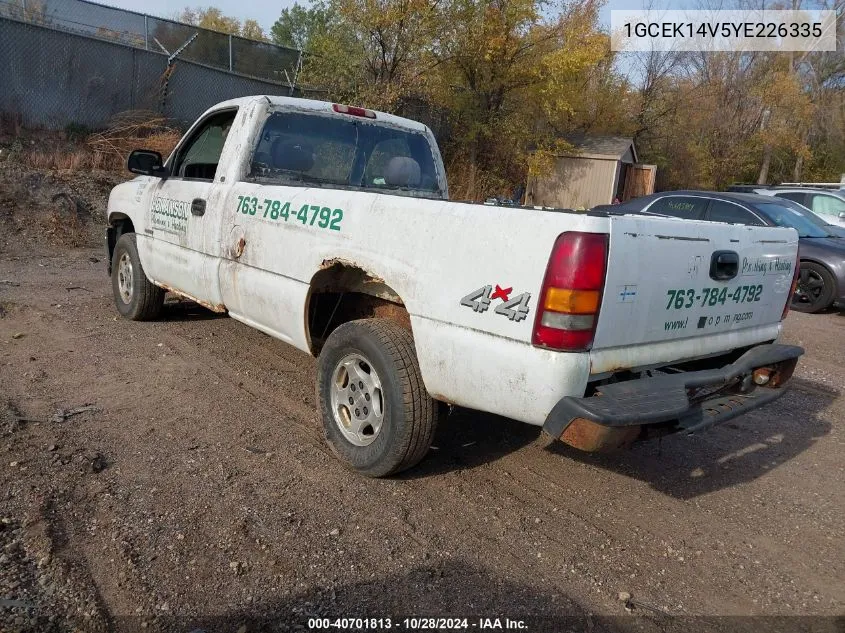 2000 Chevrolet Silverado 1500 VIN: 1GCEK14V5YE226335 Lot: 40701813