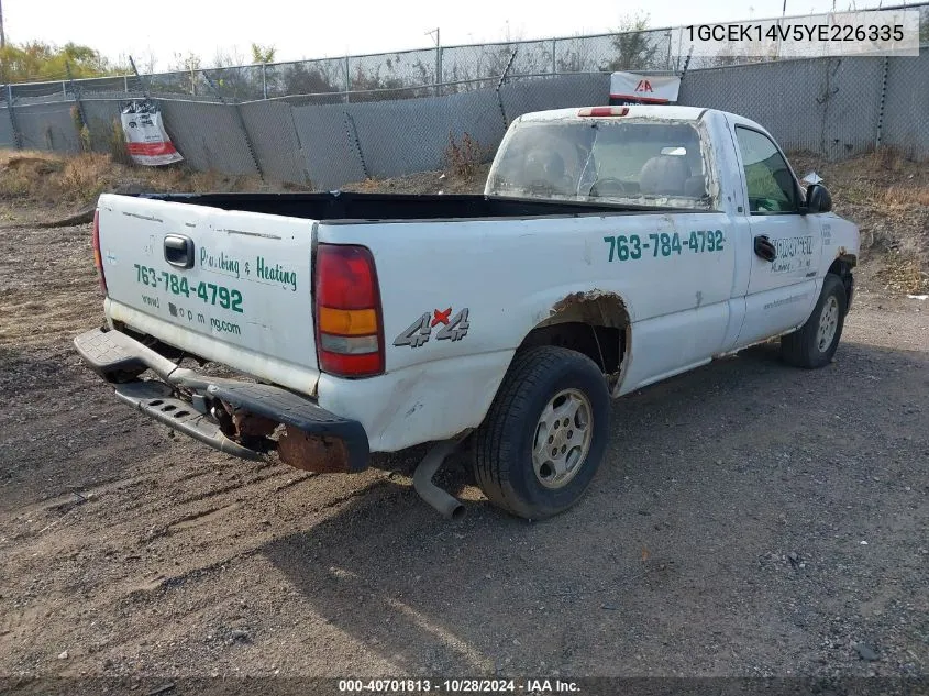 2000 Chevrolet Silverado 1500 VIN: 1GCEK14V5YE226335 Lot: 40701813