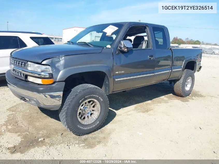 2000 Chevrolet Silverado 1500 Lt VIN: 1GCEK19T2YE326514 Lot: 40712326