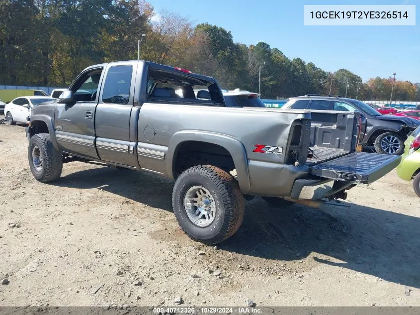 2000 Chevrolet Silverado 1500 Lt VIN: 1GCEK19T2YE326514 Lot: 40712326