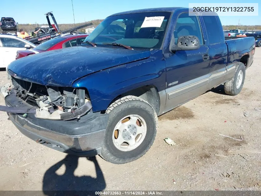 2000 Chevrolet Silverado 1500 Ls VIN: 2GCEK19T2Y1322755 Lot: 40732663