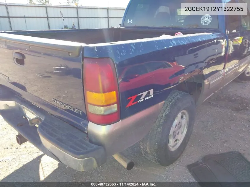 2000 Chevrolet Silverado 1500 Ls VIN: 2GCEK19T2Y1322755 Lot: 40732663