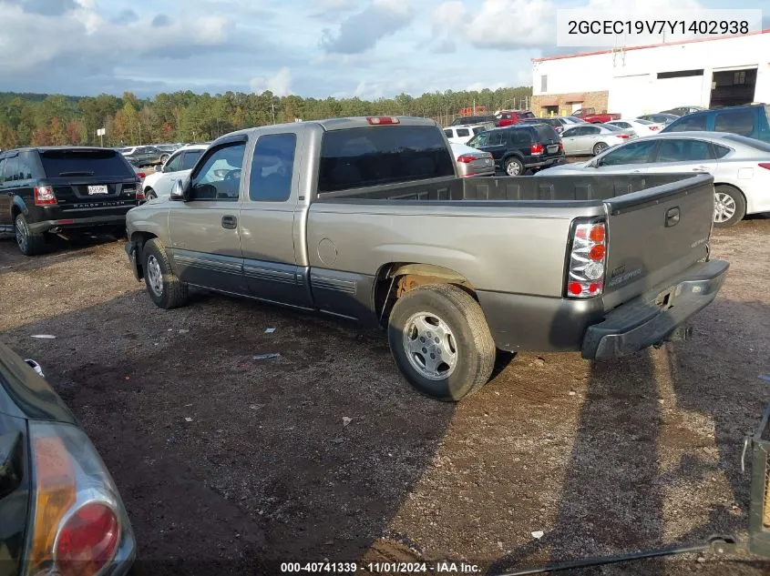 2000 Chevrolet Silverado 1500 Ls VIN: 2GCEC19V7Y1402938 Lot: 40741339