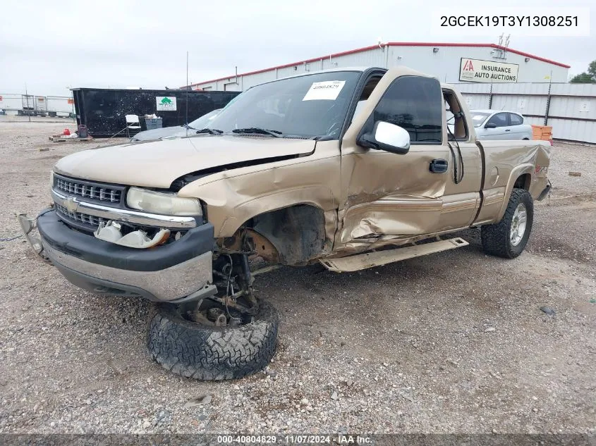 2000 Chevrolet Silverado 1500 Ls VIN: 2GCEK19T3Y1308251 Lot: 40804829