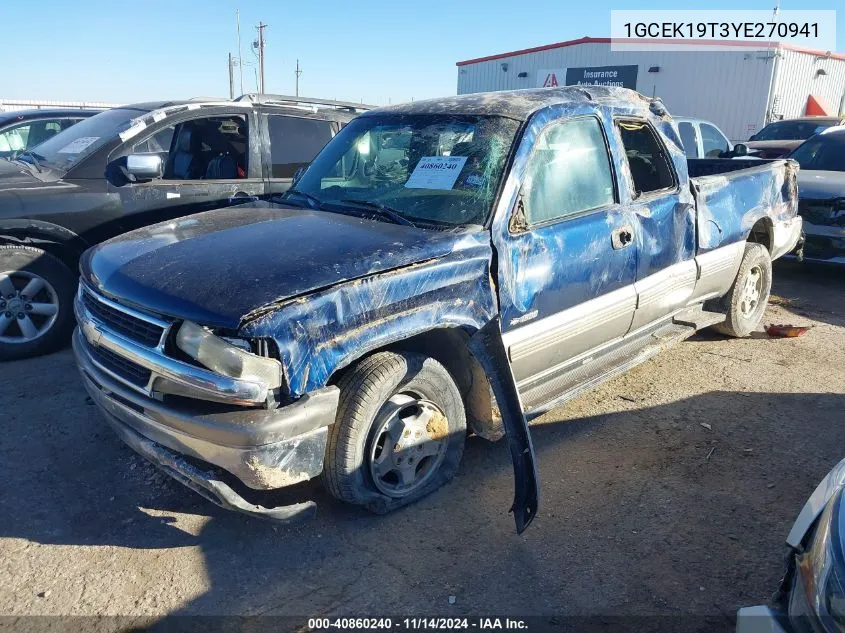 2000 Chevrolet Silverado 1500 Ls VIN: 1GCEK19T3YE270941 Lot: 40860240