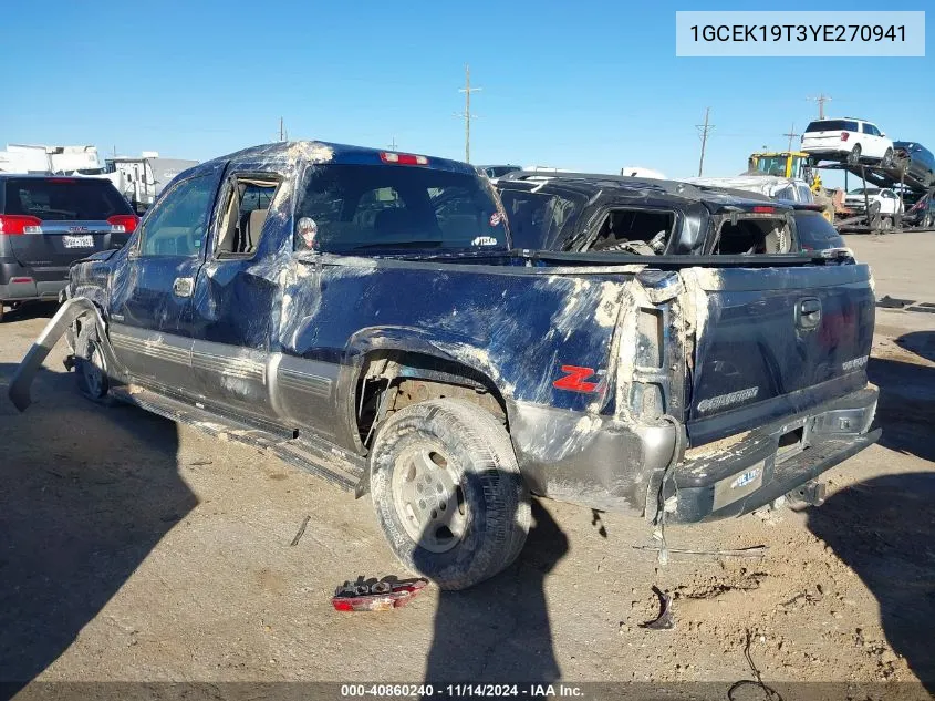 2000 Chevrolet Silverado 1500 Ls VIN: 1GCEK19T3YE270941 Lot: 40860240