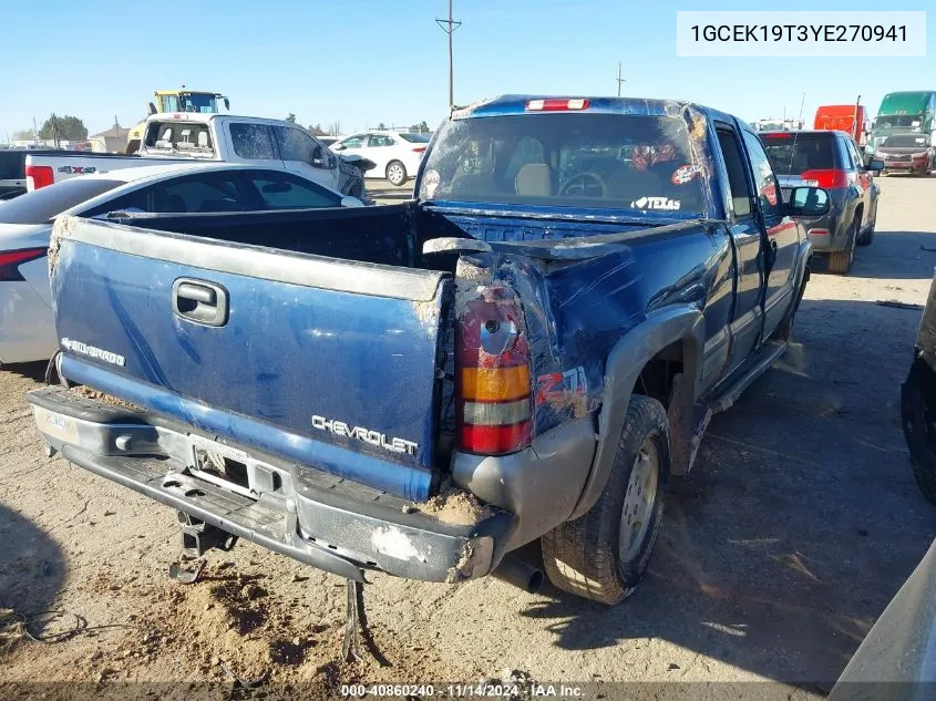 2000 Chevrolet Silverado 1500 Ls VIN: 1GCEK19T3YE270941 Lot: 40860240