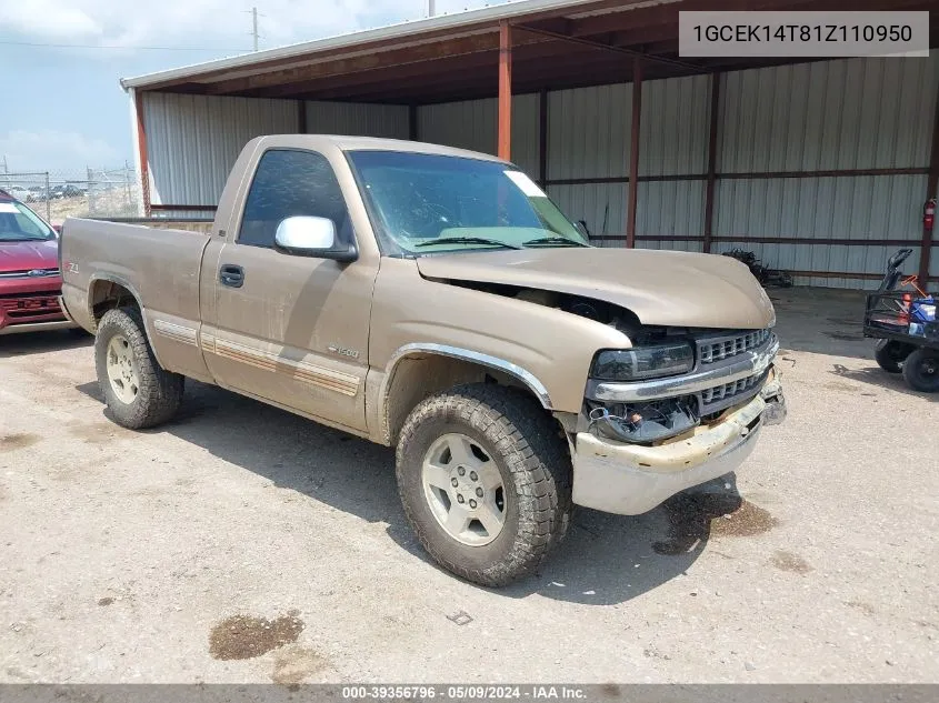 2001 Chevrolet Silverado 1500 Ls VIN: 1GCEK14T81Z110950 Lot: 39356796