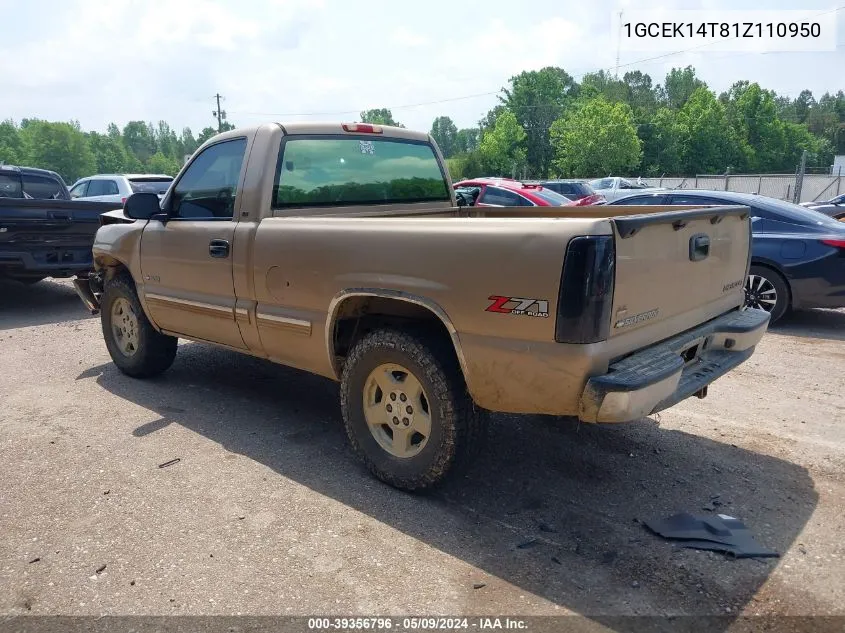 2001 Chevrolet Silverado 1500 Ls VIN: 1GCEK14T81Z110950 Lot: 39356796