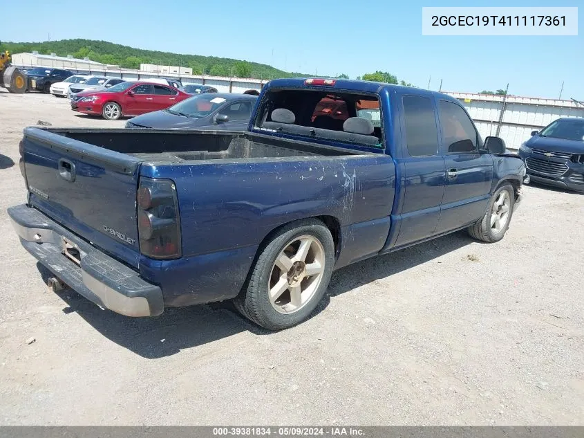 2001 Chevrolet Silverado 1500 Ls VIN: 2GCEC19T411117361 Lot: 39381834