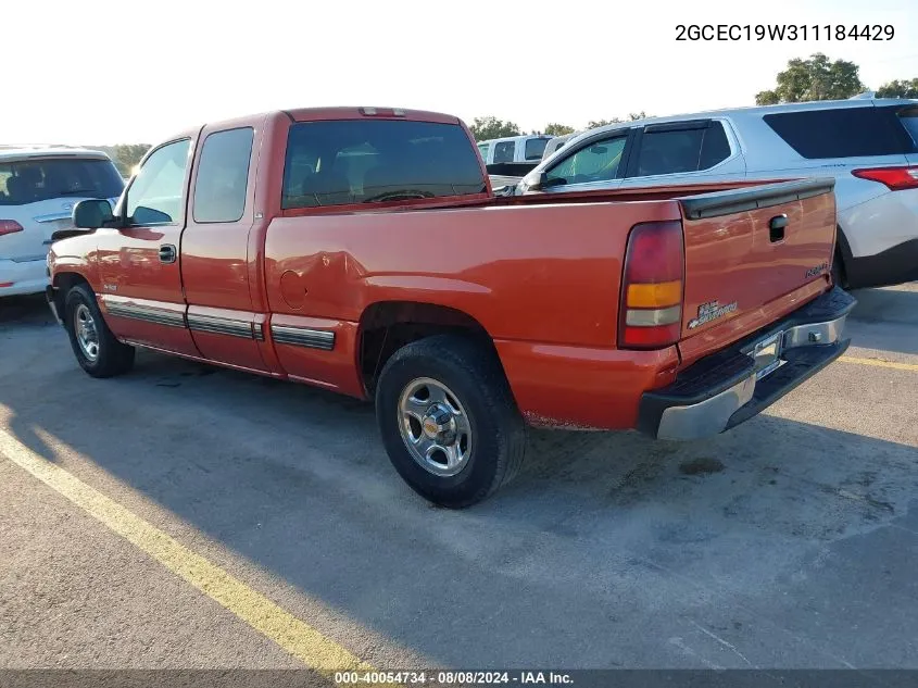 2001 Chevrolet Silverado C1500 VIN: 2GCEC19W311184429 Lot: 40054734