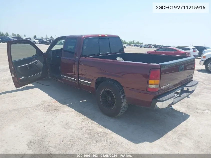 2001 Chevrolet Silverado 1500 Ls VIN: 2GCEC19V711215916 Lot: 40064563