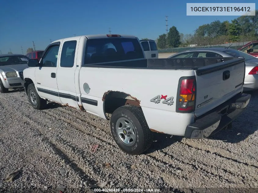 2001 Chevrolet Silverado 1500 Ls VIN: 1GCEK19T31E196412 Lot: 40260439