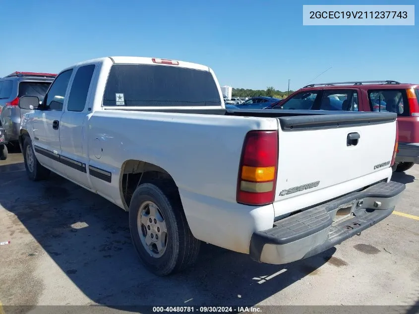 2001 Chevrolet Silverado 1500 Ls VIN: 2GCEC19V211237743 Lot: 40480781