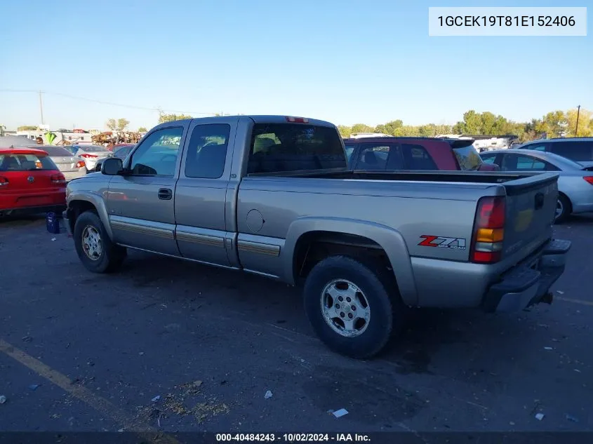 1GCEK19T81E152406 2001 Chevrolet Silverado 1500 Lt