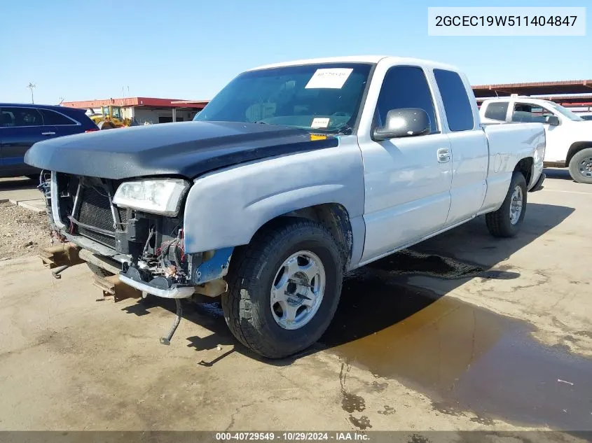 2001 Chevrolet Silverado 1500 VIN: 2GCEC19W511404847 Lot: 40729549