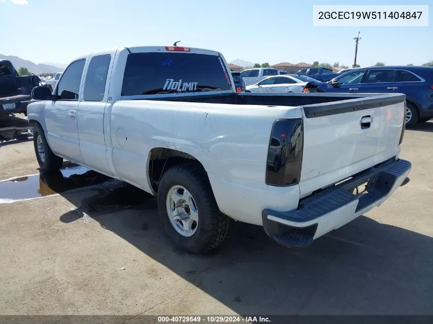 2001 Chevrolet Silverado 1500 VIN: 2GCEC19W511404847 Lot: 40729549