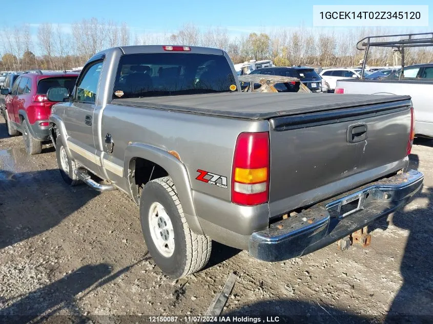 2002 Chevrolet Silverado 1500 VIN: 1GCEK14T02Z345120 Lot: 12150087