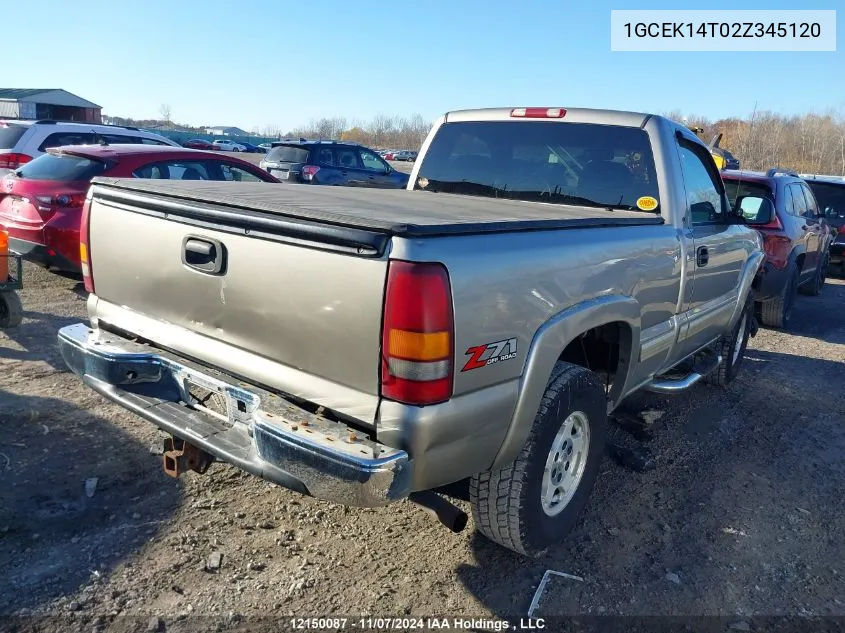 2002 Chevrolet Silverado 1500 VIN: 1GCEK14T02Z345120 Lot: 12150087