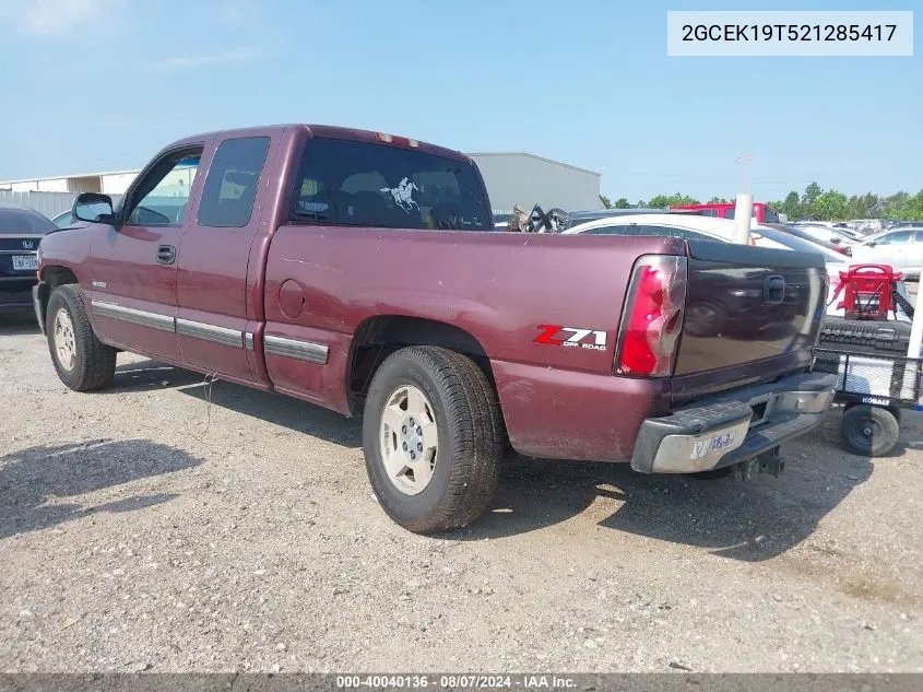 2GCEK19T521285417 2002 Chevrolet Silverado 1500 Lt